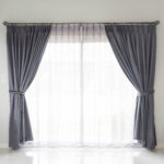Curtain interior decoration in living room with sunlight
